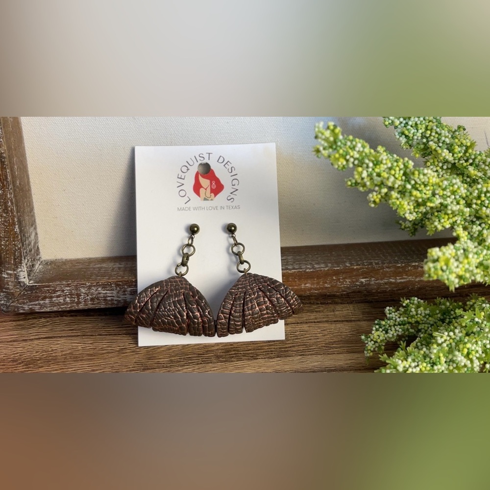 Handmade Boho Leather Look Clay Dangle Earrings
